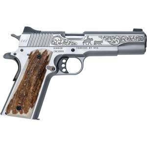 Cnc Firearms CNCCATTLEMAN Kimber 1911 Cattleman 45 ACP 7+1 5 Stainless Steel Barrel, Stainless Scenic Cattleman Engraved Slide, Stainless Frame, Stag Grip - Cnc Firearms
