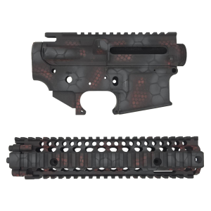 Daniel Defense DDM4 Striped Receiver Set with 9.55 RIS II Handguard, Red Crododile