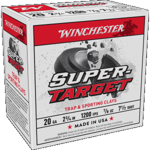 Winchester Super-Target 20ga 2.75, 7.8 oz 7.5 Shot, 1200fps, 250rd Case