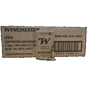 Winchester M855 Green Tip Target & Practice 5.56mm, 62gr FMJ, 1000rd Case