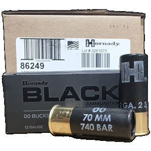 Hornady Black 12ga 2.75, 00 Buckshot 8-Pellets, 1600fps, 100rd Case