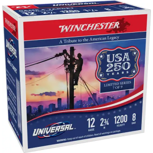 Winchester Ammunition Winchester Universal 250th Anniversary, 12 Gauge 2.75, 1-1/8 oz #8 Shot, 200rd Case - $77.27 at BattleHawk Armory