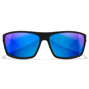 Wiley X Peak Captivate Polarized Sunglasses Matte Black Frames Blue Mirror Tinted Lenses ACPEA19