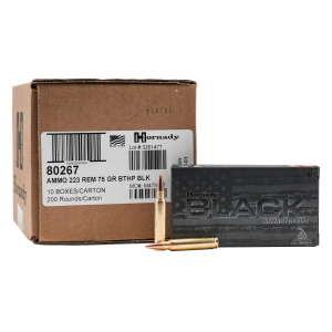 Hornady Black 223 Rem, 75gr BTHP, Ammunition, 200 rd CASE
