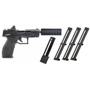 Taurus TX22 Gen 2 T.O.R.O., .22lr, 4.6 Threaded Barrel, 5x Magazines, Green Dot, Black, Pistol + Suppressor