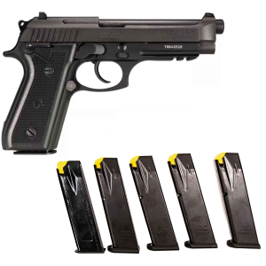 Taurus PT92 9mm 6 Mags 5 Barrel DA/SA Matte Black Full-Size Pistol 2x17rd 4x18rd Alloy Frame Pistol