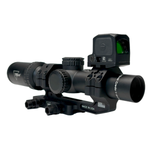 Trijicon Credo 1-4x24 Green MRAD Reticle Q-LOC 30mm Diving Board Mount RCR Enclosed Red Dot Package LPVO Rifle Scope