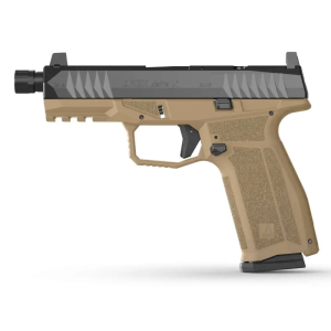 Arex Delta X Tactical 9mm / 1x17rd Mag, 1x 17+2 Mag / 1/2 x 28 Threaded Barrel / Serialized Trigger Assembly / Interchangeable Frame and Backstraps / Ambi Magazine Release & Slide Release / Suppressor Height Sights / 5x Optics Plates / FDE