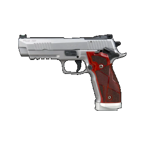 P226, 9MM, 5IN, X-FIVE, STAINLESS FINISH, SAO, WOOD GRIPS, (3) 10RD STEEL MAG, MAGWELL, CUSTOM WORKS