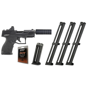 Taurus TX22 Compact, 22 LR 2x13rd, 3x 34rd, 3.6 Viridian RFX-11 Green Dot Black Pistol + Suppressor + Freedom Finger