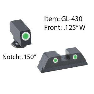 Ameriglo AmeriGlo GL430 Classic 3 Dot Night Sight Fits Glock 42/43 Tritium Green w/White Outline Front Tritium Green w/White Outline Rear - $57.80 at BattleHawk Armory