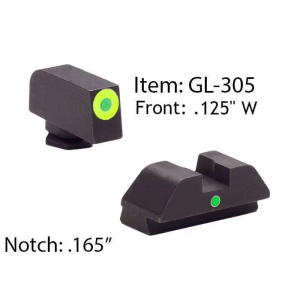 Ameriglo AmeriGlo GL305 i-Dot Night Sight Fits Glock 42/43 Tritium Green w/Lime Outline Front Steel Green Rear Black - $57.80 at BattleHawk Armory