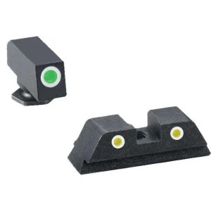 Ameriglo AmeriGlo GL115 Classic 3 Dot Night Sight Fits Glock 17/19 Tritium Green w/White Outline Front Tritium Yellow w/White Outline Rear - $57.80 at BattleHawk Armory