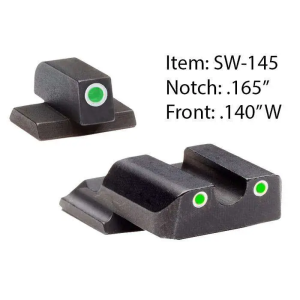 Ameriglo AmeriGlo SW145 Classic 3 Dot Night Sight S&W M&P Shield Tritium Green w/White Outline Front Tritium Green w/White Outline Rear - $57.80 at BattleHawk Armory