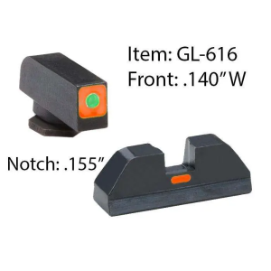 Ameriglo AmeriGlo GL616 CAP Night Sight Fits Glock Tritium Green w/Orange Outline Front Paint Black w/Orange Line Rear Black - $49.88 at BattleHawk Armory
