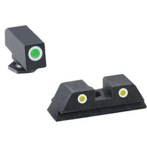 Ameriglo AmeriGlo GL5115 Classic 3 Dot Night Sight Fits Glock 17/19/19x/26/34 Gen5 Tritium Green Tritium w/White Outline Front Tritium Yellow w/White Outline Rear Black - $57.80 at BattleHawk Armory
