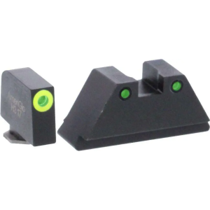Ameriglo Green Tritium LimeGreenLumi Rnd Outline .315/Black .394 for Glock Tall Supp - $64.04 at BattleHawk Armory