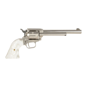Heritage Mfg RR22NI6WP Rough Rider 22 LR 6 Shot 6.50 Nickel Satin Alloy Steel Barrel & Cylinder, Nickel Zinc Alloy Frame, White Pearl Grip, Manual Safety