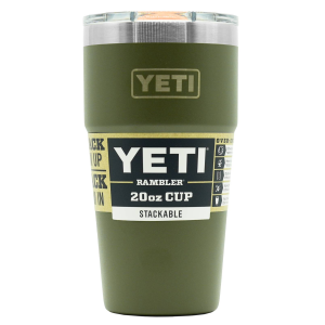 YETI Rambler 20oz Stackable Cup Olive Double-Wall Vacuum Insulated King Crab Orange MagSlider Lid