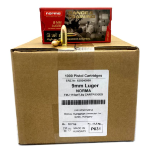 Norma Ammunition (RUAG) 620240050 Range and Training 9mm Luger 115 gr Full Metal Jacket (FMJ) 1000rd CASE