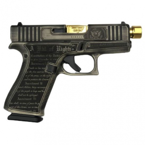 Glock 43X 9mm 341 10 Round Trump Bill of Rights Zaffiri Gold Barrel Pistol