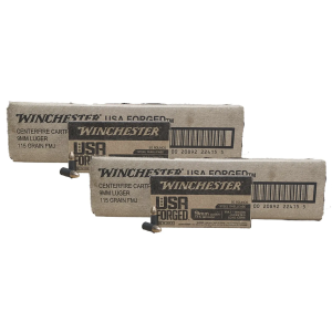 9mm Ammo - Bulk Winchester USA Forged Steel Cased Ammo FMJ Bulk Winchester USA Forged Steel Cased FMJ Ammo