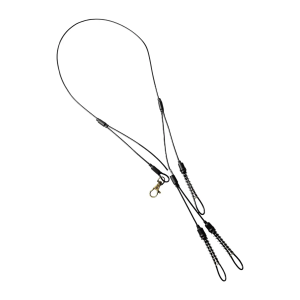 Rolling Thunder Stainless Steel Cable Lanyard, 3 Drops, Black