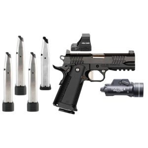 JACOB Grey Twc9 9mm 4.25 2-17rd Mags Black Double Stacked 1911 Pistol Bundle W/ 5 Total Magazines, Holosun Red Dot, Streamlight Flashlight 850040696739 7047966