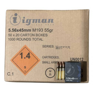 IGMAN 5.56 M193 55gr Fmj Rifle Ammunition 1000rd Box 3877002037114 7051176