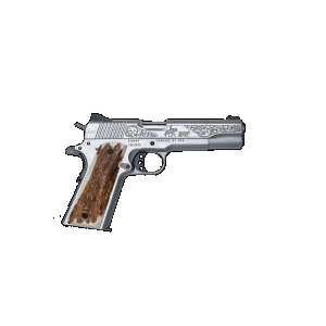 KIMBER CUSTOM CATTLEMAN 1911 45ACP PISTOL STAINLESS ENGRAVED, STAG GRIPS - Kimber