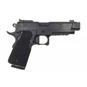 Accuracy X Pro Darkfighter 9mm 425 Barrel w Comp 1 16rd Magazine Optic Ready CarbonPoly Grip BlackSTAR Finish Solid Flat Trigger Pistol