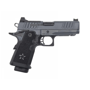 Staccato 2011 C, 9mm 4.0 Barrel 2 Magazines Compact Grip, Optics Ready, Grey DLC Slide & Frame, DLC Barrel, Curved Trigger Pistol