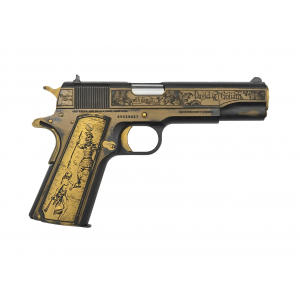 Colt Mfg, 1911 .45 ACP 5 Barrel Custom Engraved David and Goliath Battleworn Cerakote 1-200 Made Pistol