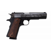 Tisas 1911 A1 Service 45 Filigree Stainless Steel .45 ACP 5 8+1 Black Cerakote Engraving Pistol