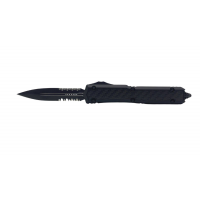 Microtech 206-TCFIS Makora D/E Tactical Partial Serrated, Black w/ Carbon Fiber Inlay Handle & Black Blade OTF Automatic Knife