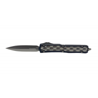 Microtech 206-10BIS Makora D/E Stonewash Standard, Black w/ Bubble Inlay Handle & Silver Blade OTF Automatic Knife