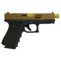 Glock Gen 3 19 9mm 4.6 15 Round Custom Chainmail Stippled Frame Gold Bear cut Slide Gold Threaded Barrel Pistol