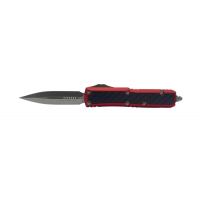 Microtech 126-10RDCFIS Daytona D/E Stonewash Standard, Red Handle w/ Carbon Fiber Inlay OTF Automatic Knife