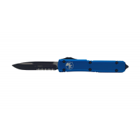 Microtech 121-2BL Ultratech S/E Partial Serrated, Blue Handle & Black Blade OTF Automatic Knife