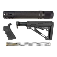 AR-15/M-16 Kit - Finger Groove Beavertail Grip, Rifle Length Forend with Accessories and OverMolded Collapsible Buttstock - Includes Mil-Spec Buffer Tube and Hardware - Black