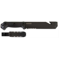 Ka-Bar BK3 Becker Tac Tool 7 Chisel Part Serrated Black 1095 Cro-Van Ultramid Black Handle Fixed