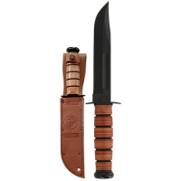 Ka-Bar 1217 USMC Fight/Utility 7 Clip Point Plain 1095 Cro-Van Leather Handle Fixed