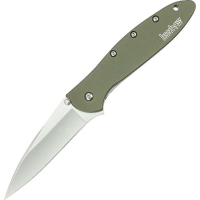 Kershaw 1660OL Leek  3 Modified Drop Point Plain Bead Blasted 14C28N Sandvik Olive Drab Anodized Aluminum Handle Folding