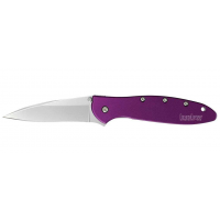 Kershaw 1660PUR Leek  3 Modified Drop Point Plain Bead Blasted 14C28N Sandvik Purple Anodized Aluminum Handle Folding