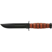 Ka-Bar 1250 USMC Short 5.25 Clip Point Plain 1095 Cro-Van Leather Handle Fixed