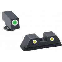 AmeriGlo GL5115 Classic 3 Dot Night Sight Fits Glock 17/19/19x/26/34 Gen5 Tritium Green Tritium w/White Outline Front Tritium Yellow w/White Outline Rear Black