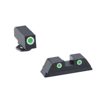 AmeriGlo GL113 Classic 3 Dot Night Sight Fits Glock 17/19 Tritium Green w/White Outline Front Tritium Green w/White Outline Rear