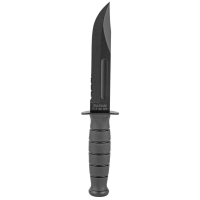 Ka-Bar 1257 Short Fight/Utility 5.25 Clip Point Part Serrated Black 1095 Cro-Van Kraton G Black Handle Fixed