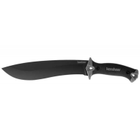 Kershaw 1077 Camp 10 10 Drop Point w/Recurve Plain Black Powdercoat  Carbon Steel Black/Gray Rubber Handle Fixed