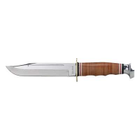 Ka-Bar 1235 Marine Hunter  5.88 Clip Point Plain 1.4116 Stainless Steel Leather Handle Fixed